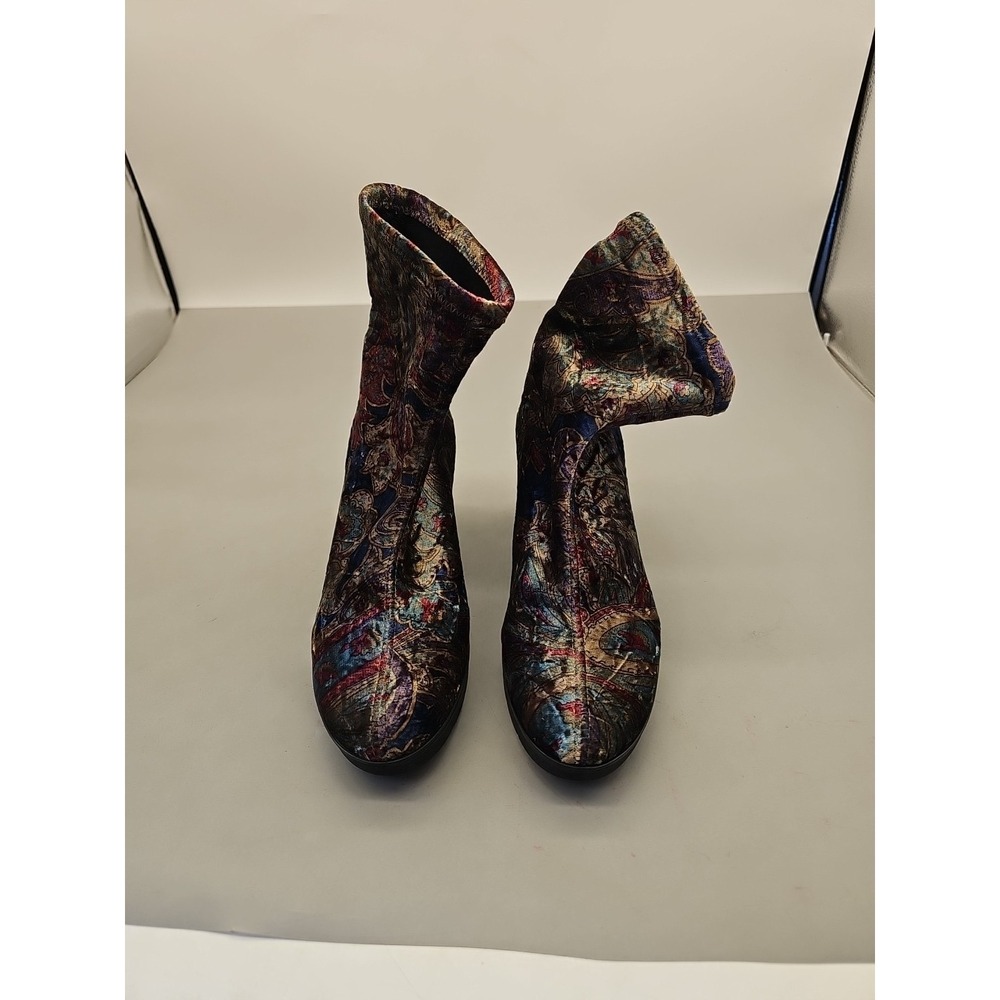 Toni Pons Shoes Women's Crushed Velvet Paisley Multi Ankle Boots Booties Sz 7‎